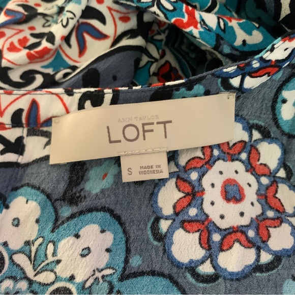 Ann Taylor Loft Blue Floral Medallion Shift Sleeveless Dress Size Small - Picture 6 of 8